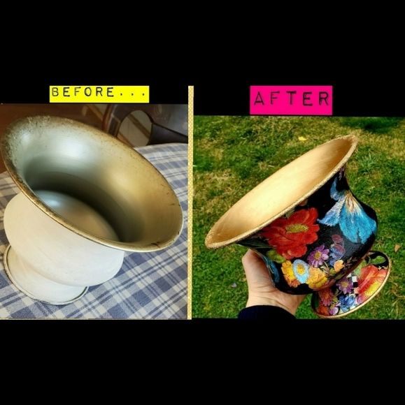 Mackenzie Childs Flower Market Vase Decoupage Art - Picture 7 of 11